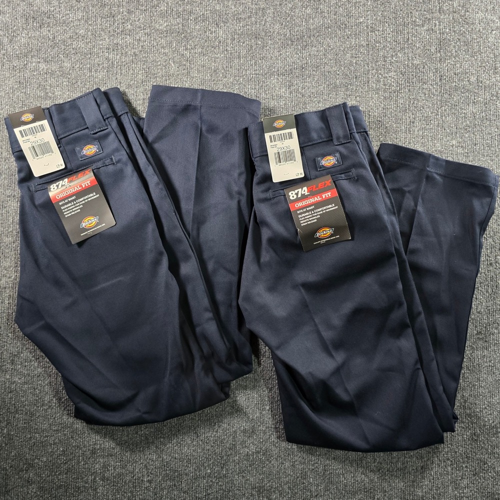 Lot of 2 Dickies 874 Flex Original Fit Mens Navy Blue Work Pants 29x30 D874FODN